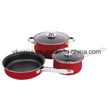 Utensílios de cozinha 5PCS Alumínio Non-Stick Coating Cookware Set com tampa de vidro